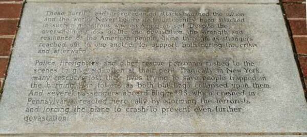 SELINSGROVE SEPTEMBER 11, 2001 WAR MEMORIAL STONE B