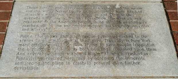 SELINSGROVE SEPTEMBER 11, 2001 WAR MEMORIAL STONE B