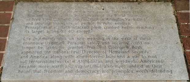 SELINSGROVE SEPTEMBER 11, 2001 WAR MEMORIAL STONE A