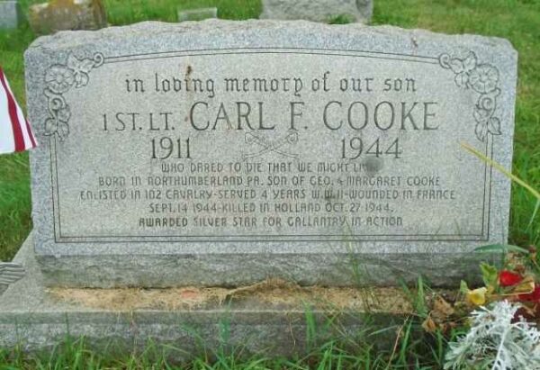 1ST. LT. CARL F. COOKE WAR MEMORIAL CEMETERY STONE