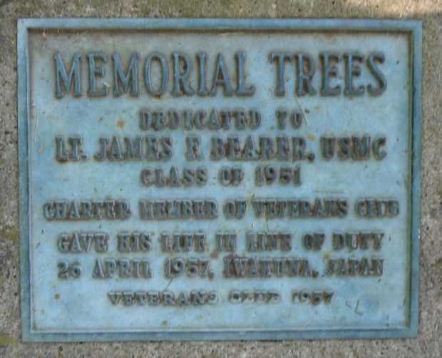 LT. JAMES F. BEARER, USMC MEMORIAL TREES PLAQUE