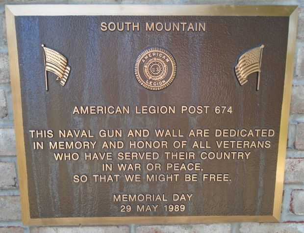 SOUTH MOUNTAIN AMERICAN LEGION POST 674 ALL VETERANS MEMORIAL PLAQUE