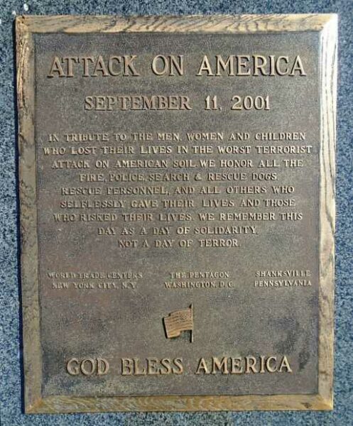 ATTACK ON AMERICA WAR MEMORIAL PLAQUE
