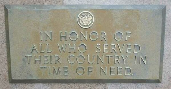 TROY VETERANS MEMORIAL PLAQUE