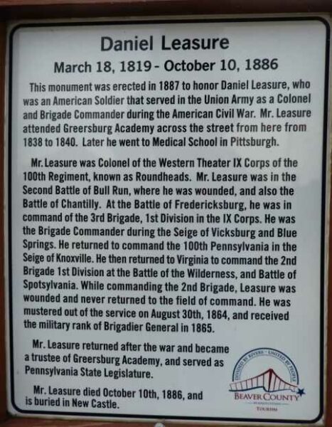 DANIEL LEASURE WAR MEMORIAL PLAQUE