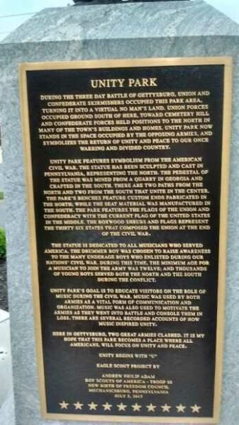 UNITY PARK WAR MEMORIAL PLAQUE B