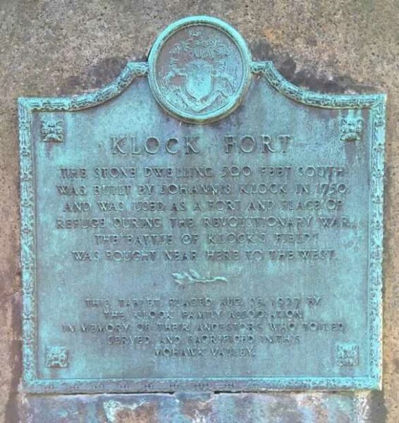 KLOCK FORT REVOLUTIONARY WAR MEMORIAL PLAQUE