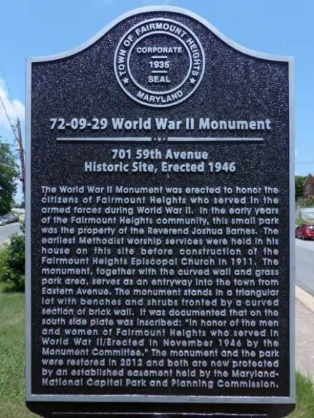 72-09-29 WORLD WAR II MONUMENT MEMORIAL MARKER
