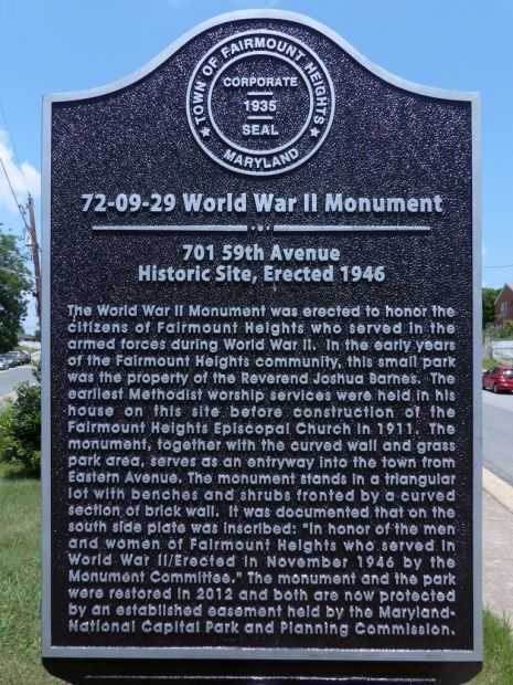 72-09-29 WORLD WAR II MONUMENT MEMORIAL MARKER