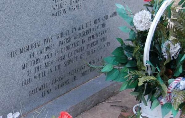CALDWELL PARISH VETERANS MEMORIAL DEDICATION STONE