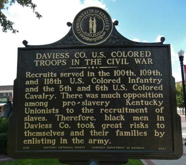 DAVIESS CO. U.S. COLORED TROOPS IN THE CIVIL WAR MEMORIAL MARKER BACK
