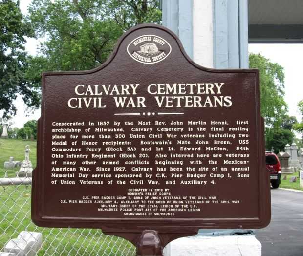 CALVARY CEMETERY CIVIL WAR VETERANS MEMORIAL MARKER