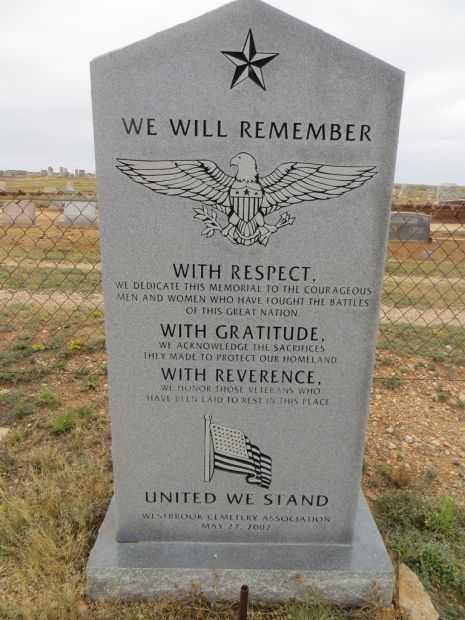 WESTBROOK CEMETERY ASSOCIATION WE WILL REMEMBER MEMORIAL