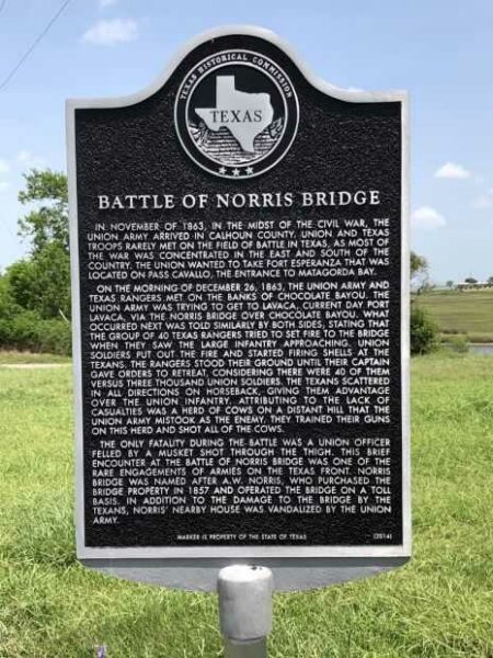 BATTLE OF NORRIS BRIDGE WAR MEMORIAL MARKER