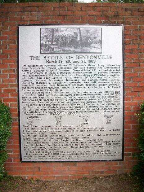 THE BATTLE OF BENTONVILLE WAR MEMORIAL