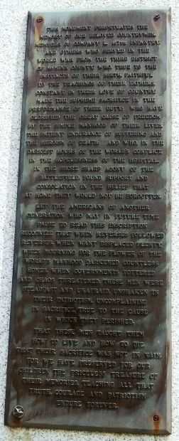 THIRD DISTRICT OF MCMINN COUNTY WORLD WAR MEMORIAL PLAQUE A