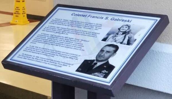 COLONEL FRANCIS S. GABRESKI WAR MEMORIAL PLAQUE