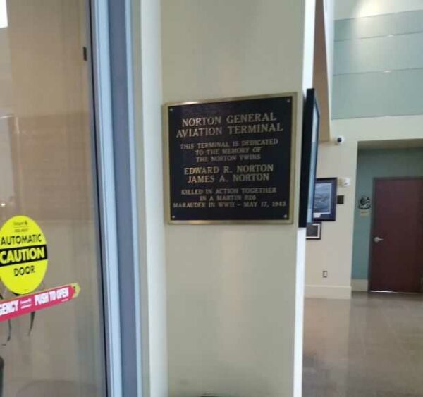 NORTON GENERAL AVIATION TERMINAL WAR MEMORIAL PLAQUE