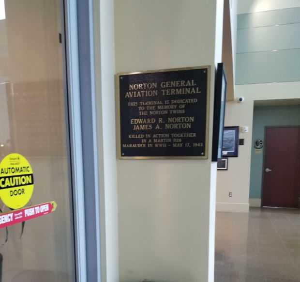 NORTON GENERAL AVIATION TERMINAL WAR MEMORIAL PLAQUE