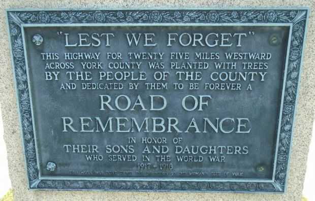 WRIGHTSVILLE ROAD OF REMEMBRANCE MEMORIAL PLAQUE