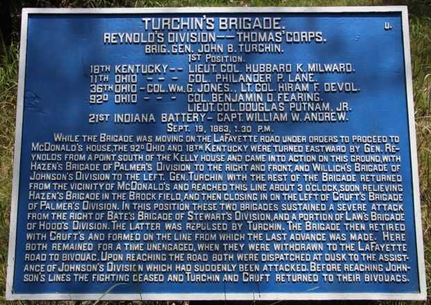TURCHIN’S BRIGADE WAR MEMORIAL PLAQUE III