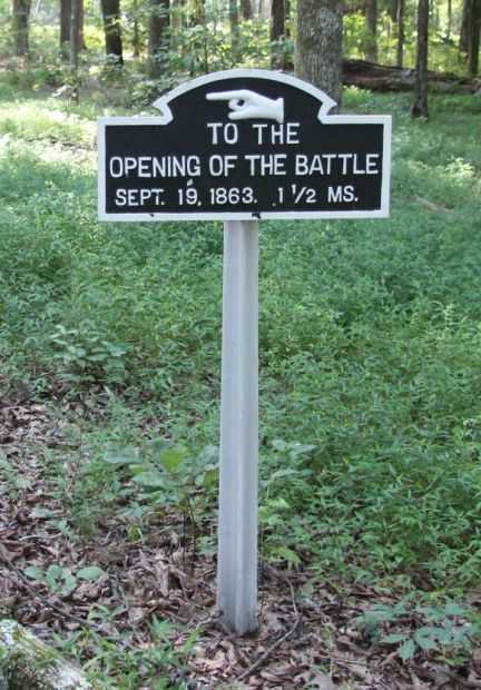 TO THE OPENING OF THE BATTLE SEPT. 19, 1863. 1 1/2 MS. MEMORIAL MARKER