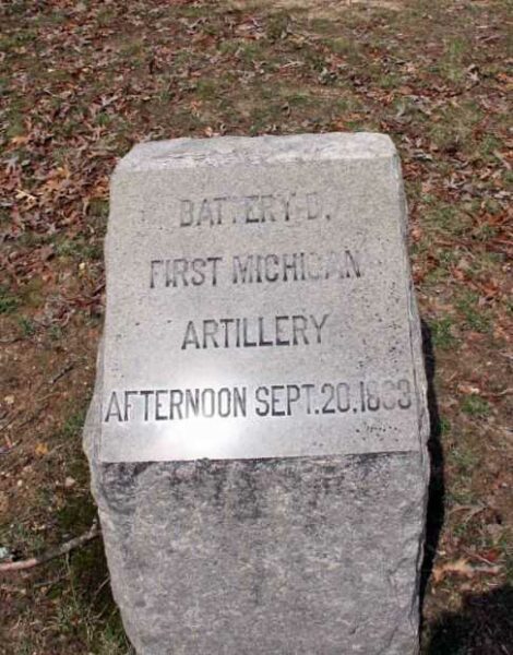 BATTERY D, 1ST MICHIGAN ARTILLERY AFTERNOON SEPT. 20. 1863 WAR MEMORIAL