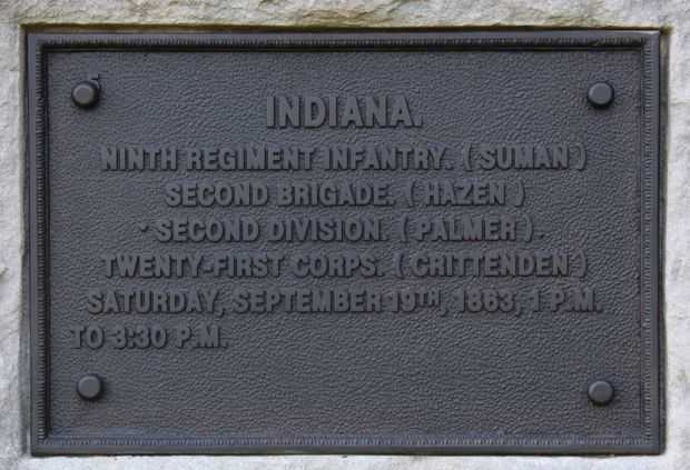 INDIANA. NINTH REGIMENT INFANTRY. WAR MEMORIAL PLAQUE