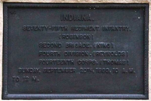 INDIANA. SEVENTY-FIFTH REGIMENT INFANTRY. WAR MEMORIAL PLAQUE