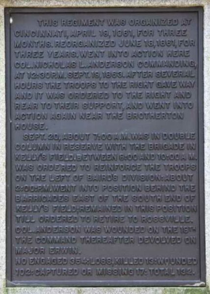 6TH OHIO INFANTRY WAR MEMORIAL PLAQUE