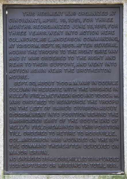 6TH OHIO INFANTRY WAR MEMORIAL PLAQUE