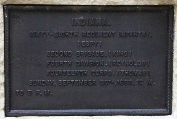 INDIANA. SIXTY-EIGHT REGIMENT INFANTRY. WAR MEMORIAL PLAQUE