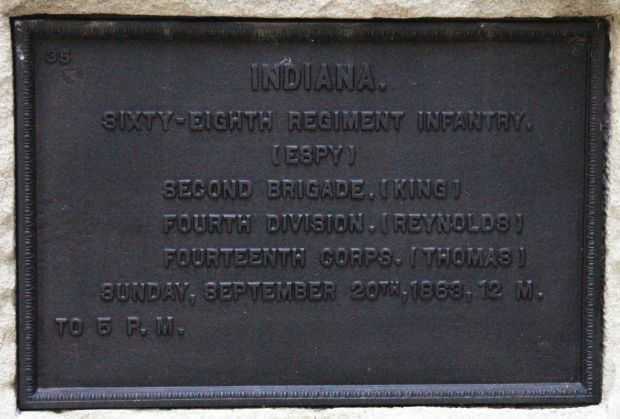 INDIANA. SIXTY-EIGHT REGIMENT INFANTRY. WAR MEMORIAL PLAQUE