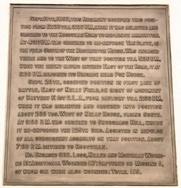 41ST OHIO INFANTRY HAZEN’S BRIGADE WAR MEMORIAL PLAQUE