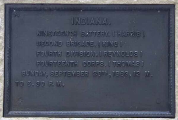 INDIANA. NINETEENTH BATTERY. WAR MEMORIAL PLAQUE