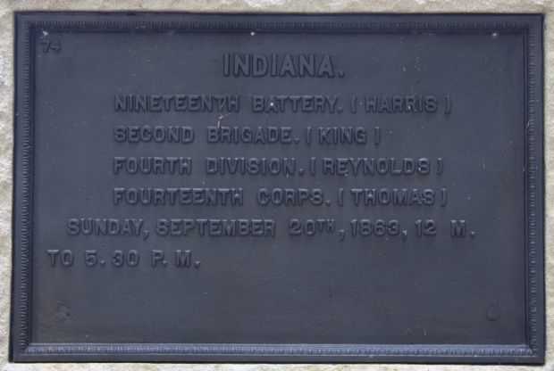 INDIANA. NINETEENTH BATTERY. WAR MEMORIAL PLAQUE