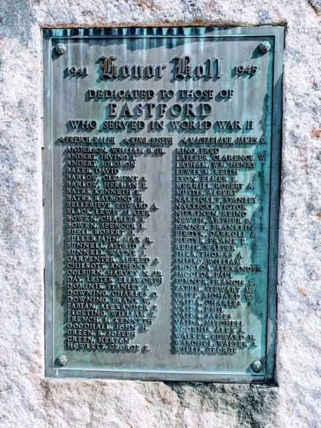 EASTFORD VETERANS MEMORIAL PLAQUE D