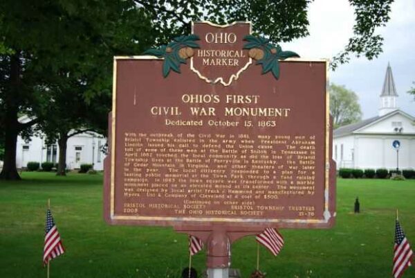 OHIO’S FIRST CIVIL WAR MONUMENT MARKER FRONT