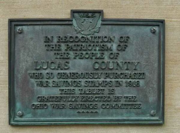 LUCAS COUNTY WAR SAVINGS STAMPS MEMORIAL PLAQUE