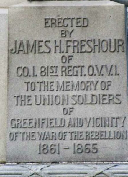 GREENFIELD AND VICINITY CIVIL WAR MEMORIAL DEDICATION STONE