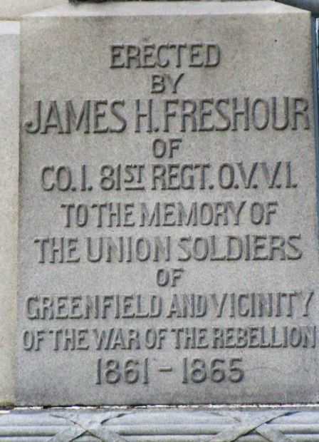 GREENFIELD AND VICINITY CIVIL WAR MEMORIAL DEDICATION STONE