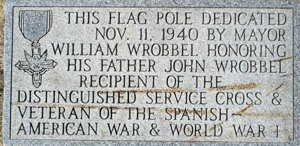 JOHN WROBBEL WAR MEMORIAL FLAG POLE DEDICATION STONE
