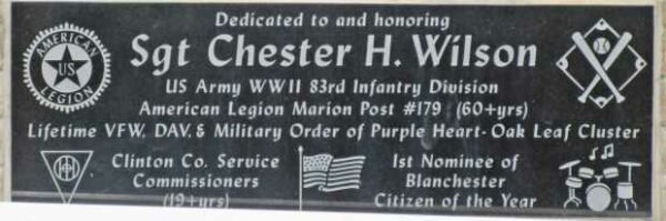 SGT CHESTER H. WILSON WAR MEMORIAL PLAQUE