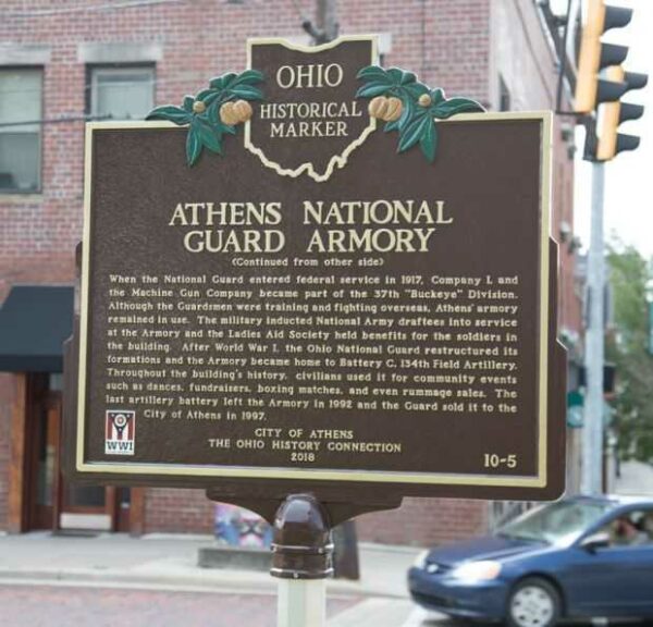 ATHENS NATIONAL GUARD ARMORY MEMORIAL MARKER BACK