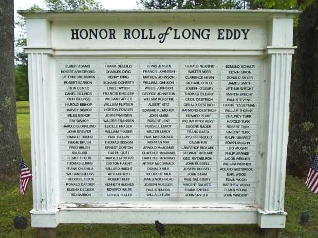 HONOR ROLL OF LONG EDDY MEMORIAL