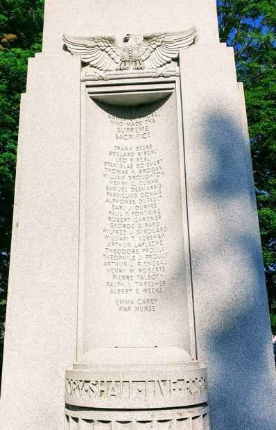 SOUTHBRIDGE WORLD WAR I MEMORIAL HONOR ROLL STONE