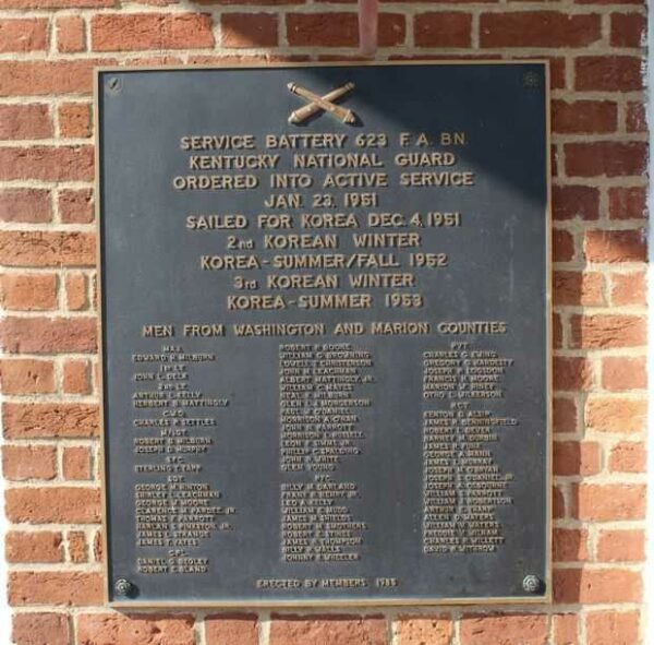 WASHINGTON AND MARION COUNTY KOREAN WAR MEMORIAL PLAQUE