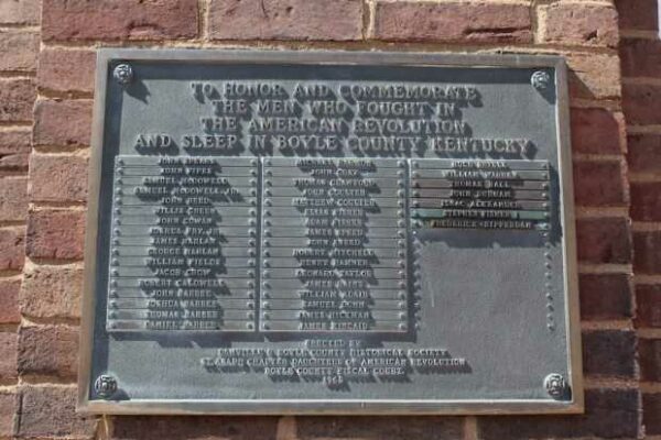 BOYLE COUNTY AMERICAN REVOLUTION WAR MEMORIAL PLAQUE