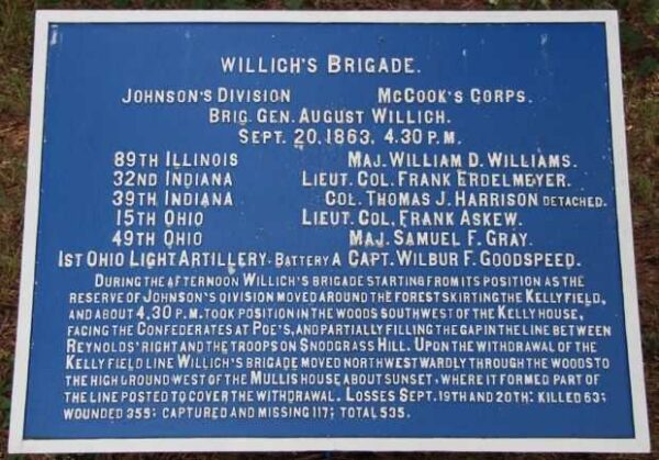WILLICH’S BRIGADE WAR MEMORIAL PLAQUE IV