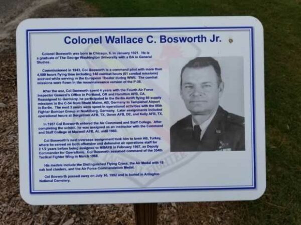COLONEL WALLACE C. BOSWORTH JR. MEMORIAL PLAQUE